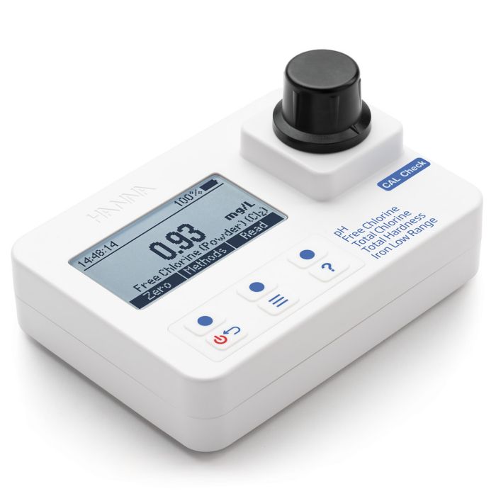 pH,  Free and Total Chlorine,  Total Hardness,  and Iron Low-Range Portable Photometer with CAL Check – HI97745