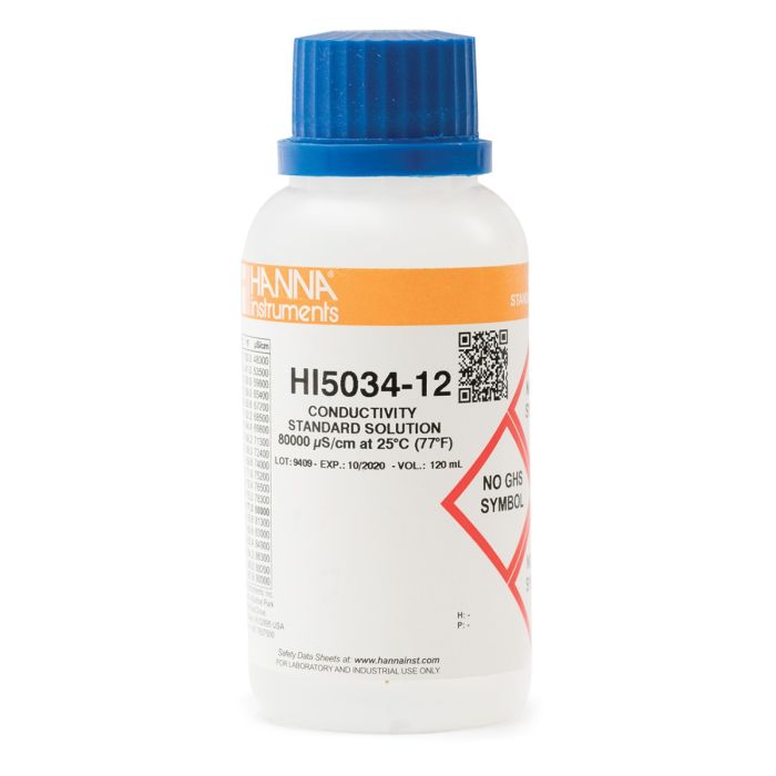 HI5034-12 80, 000µS/cm Conductivity Standard (120 mL)