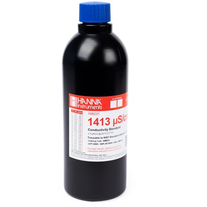 HI8031L 1413µS/cm Conductivity Standard in FDA Bottle (500mL)
