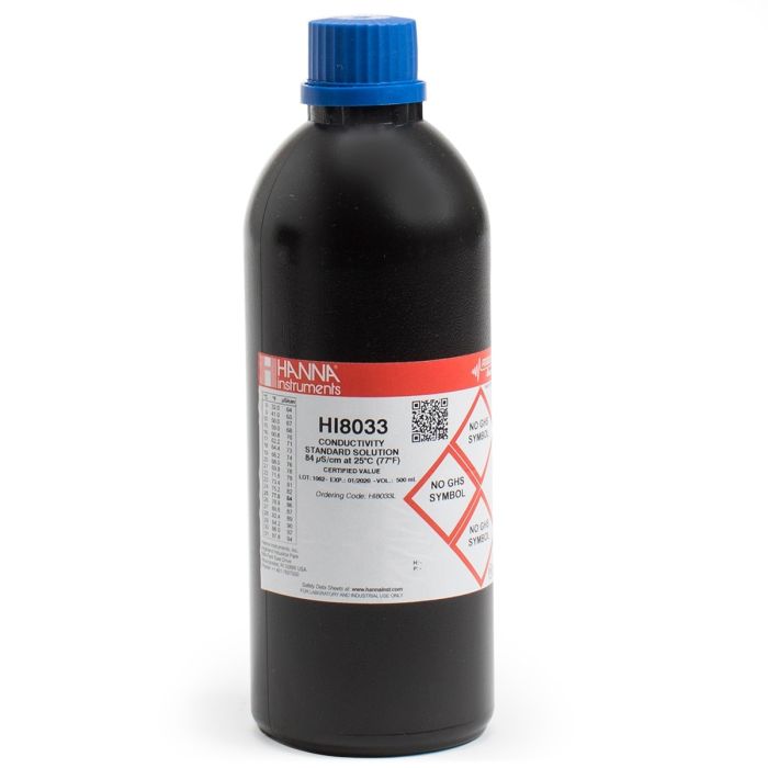 HI8033L 84µS/cm Conductivity Standard in FDA Bottle (500mL)