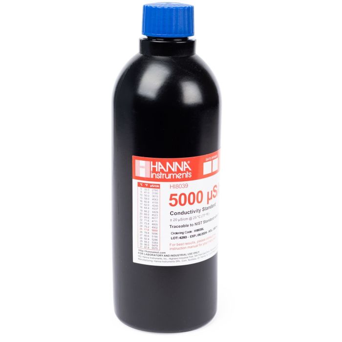 HI8039L 5000µS/cm Conductivity Standard in FDA Bottle (500mL)