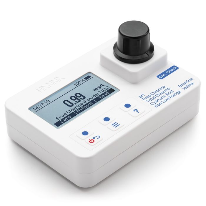 Bromine,  Chlorine,  Cyanuric Acid,  Iodide,  Iron,  and pH Portable Photometer with CAL Check – HI97101-meter only
