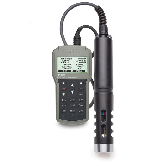 Multiparameter pH/ORP/EC/TDS/Salinity/DO/Pressure/ Temperature Waterproof Meter with HI7698194/40 probe – HI98194- 40m cable