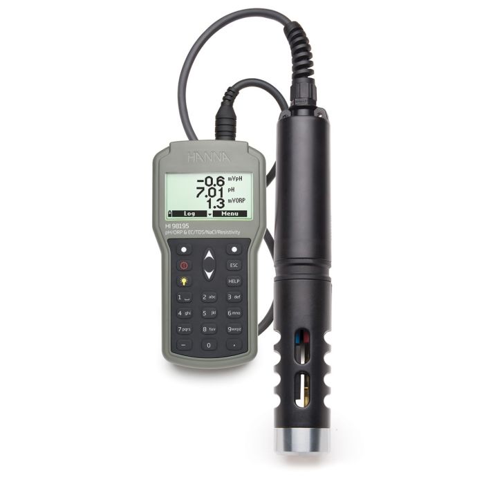 Multiparameter pH/ORP/EC/Pressure/Temperature Waterproof Meter – HI98195-10m (32.8′)