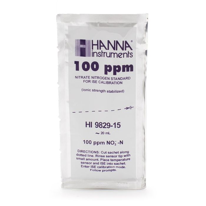 100 ppm Nitrate Standard (as N) Sachets for HI9829 (25 x 25 mL) – HI9829-15