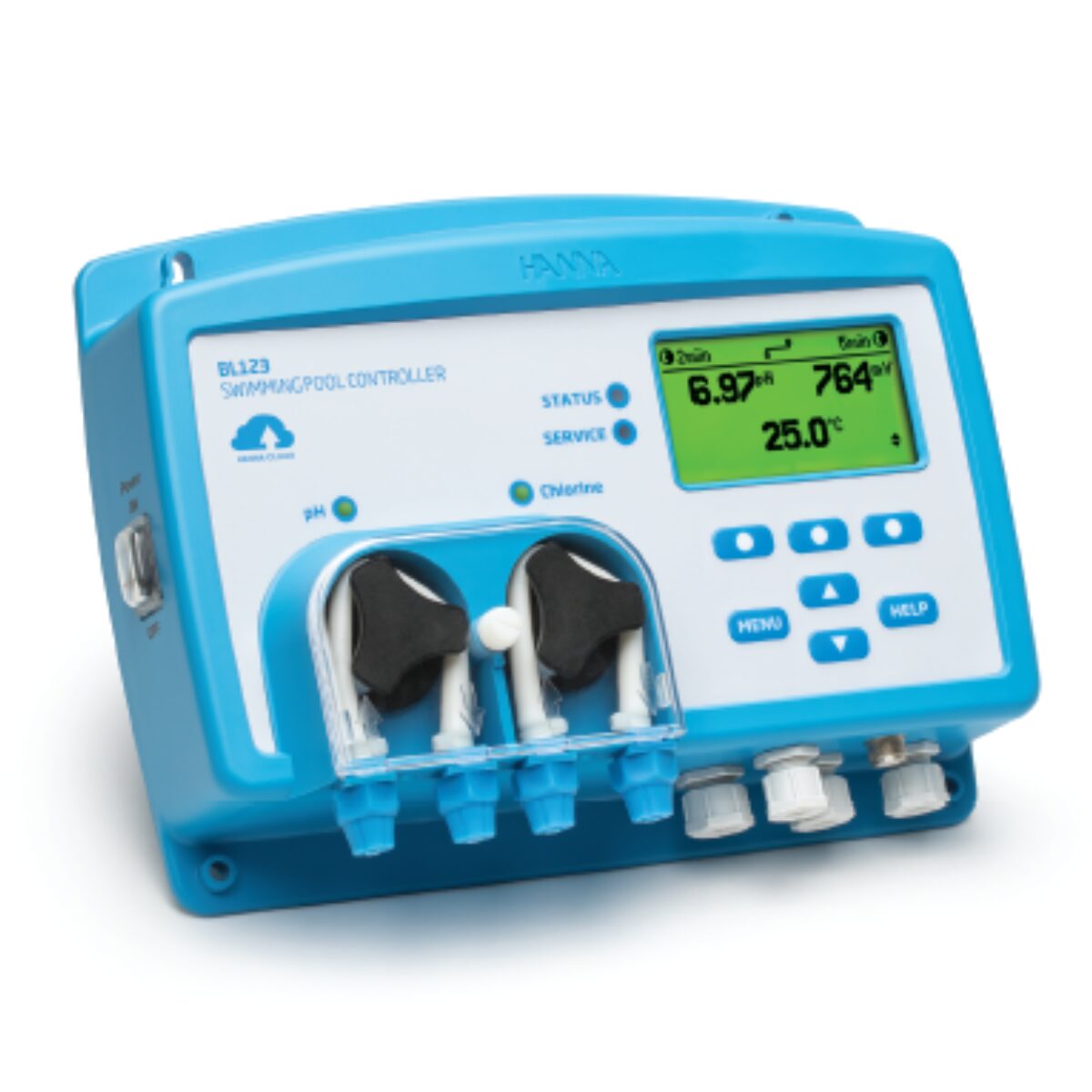 Cloud Enabled Swimming Pool Controller with Built-in Dosing Pumps,  Analog Outputs and In-line Mounting Kit