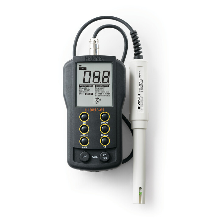 pH/EC/TDS/Temperature meter with CAL Check and Probe – HI9813-61